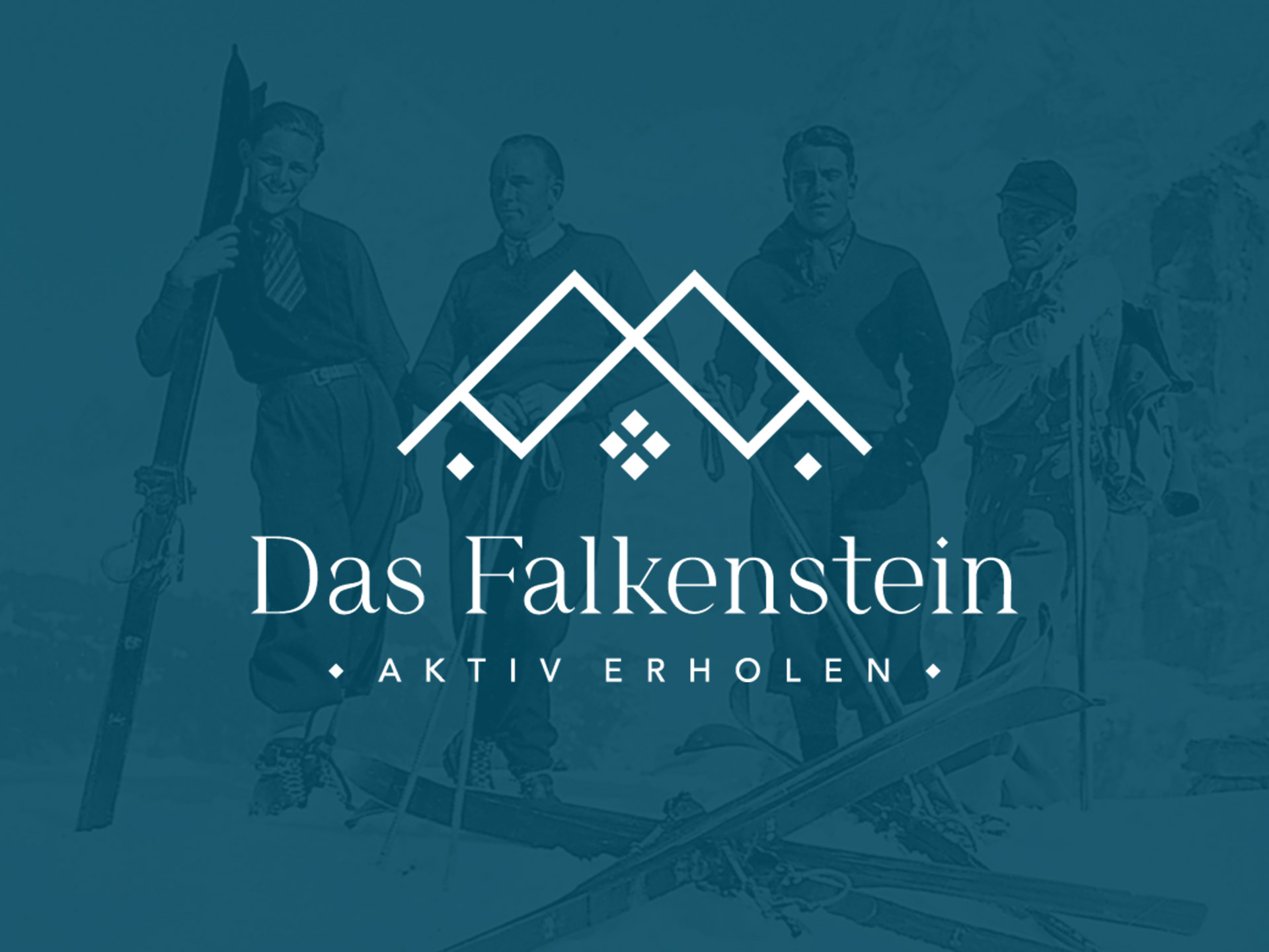 Logo-Illustration 'Das Falkenstein – Aktiv erholen' mit Bergmotiv, entwickelt im Branding-Projekt von straightup digital